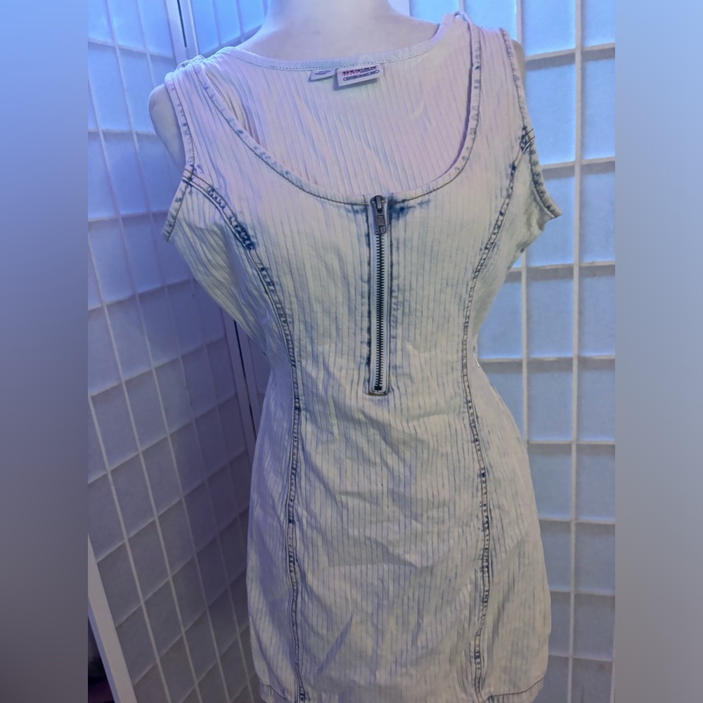 Mini denim dress in acid wash